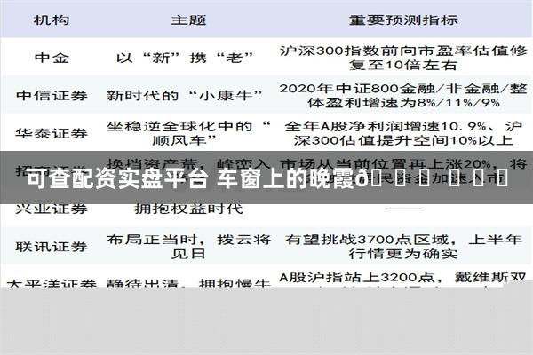 可查配资实盘平台 车窗上的晚霞🌄 ​​​