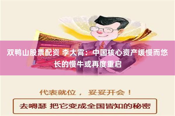 双鸭山股票配资 李大霄：中国核心资产缓慢而悠长的慢牛或再度重启