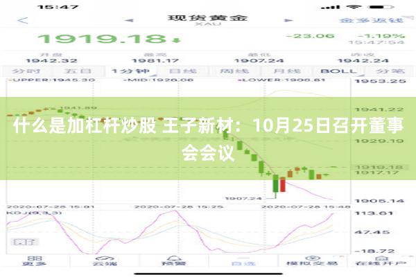 什么是加杠杆炒股 王子新材：10月25日召开董事会会议